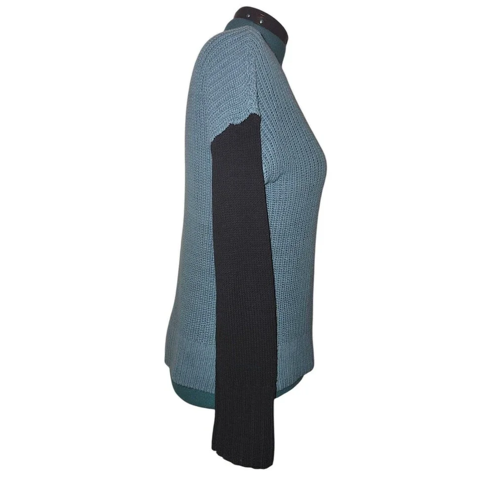 Lisa Todd Women’s Size S Blue Black Cotton Cable Knit Preppy Crew Neck S…